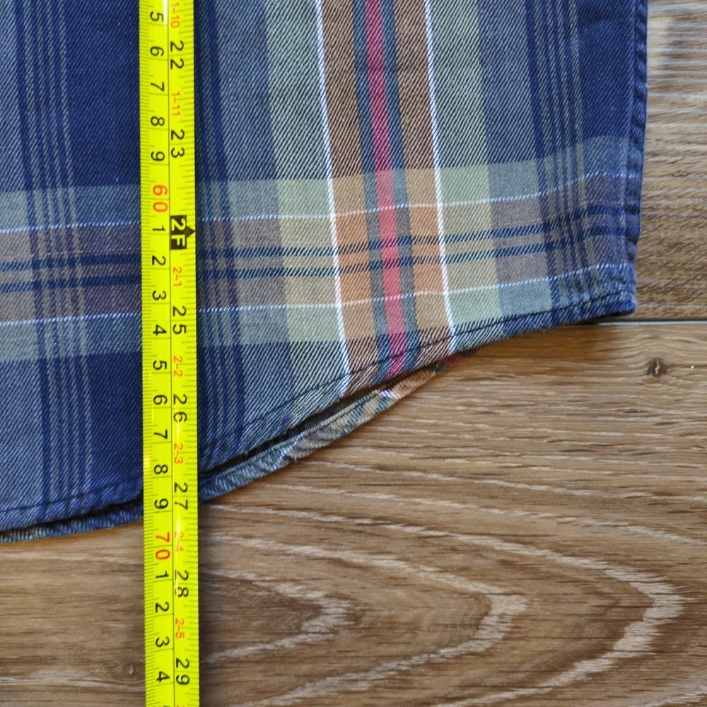 Vtg 90s Banana Republic Plaid Button Down Shirt Blue Green Tan Grunge Large